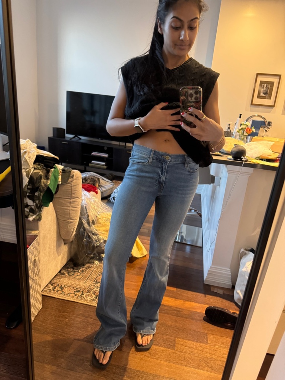 Frame Le High Denim Medium Blue Flare Jeans - Picture 8 of 8